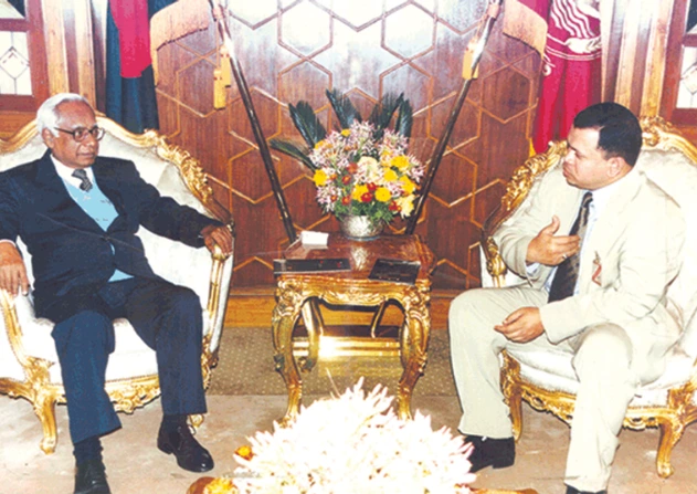 During his tenure as the President, BCS in 2002-03, Chairman of Daffodil Group meets Iajuddin Ahmed, Honorable President of Bangladesh.